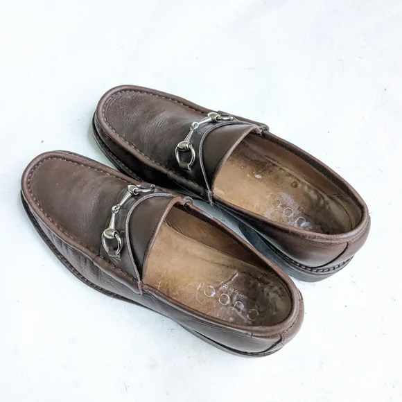 Gucci Horsebit Loafers Brown Leather Men 8 D Rubber - Picture 9 of 16
